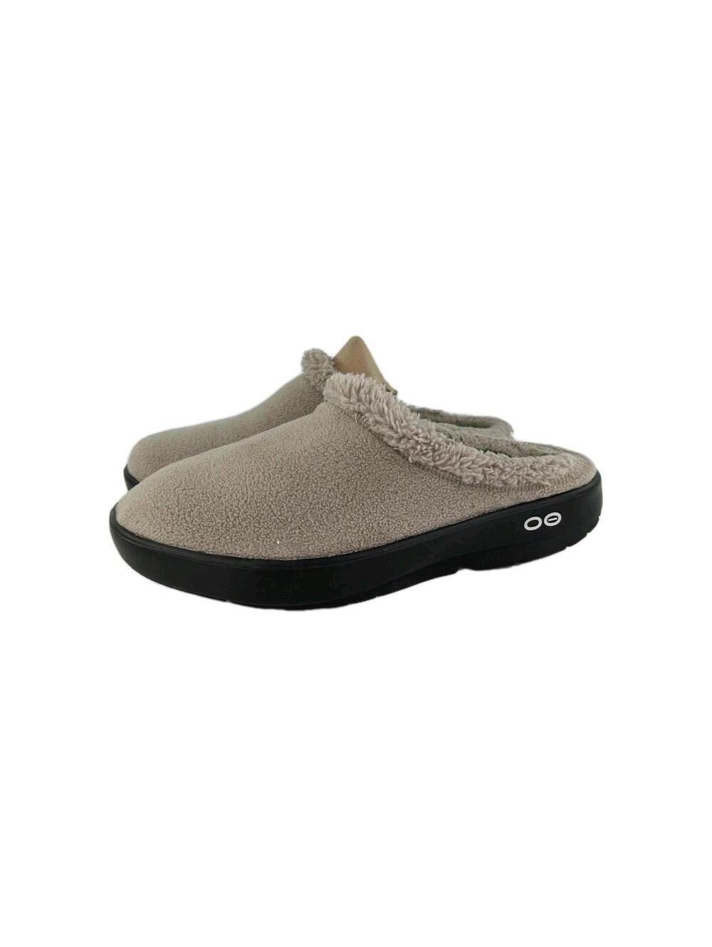 Oofos OOcoozie Vegan Sherpa Mule Slipper US 11 Gray Tawny Recovery Shoes